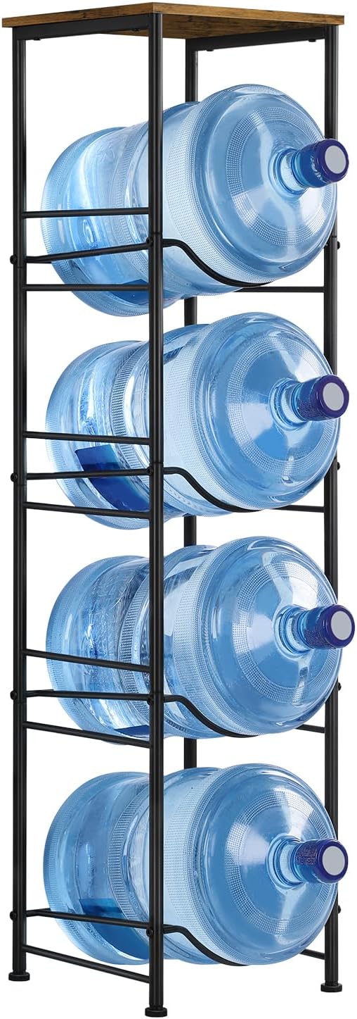 Soporte jarra agua 5gal 4 niveles almacenamiento marrón