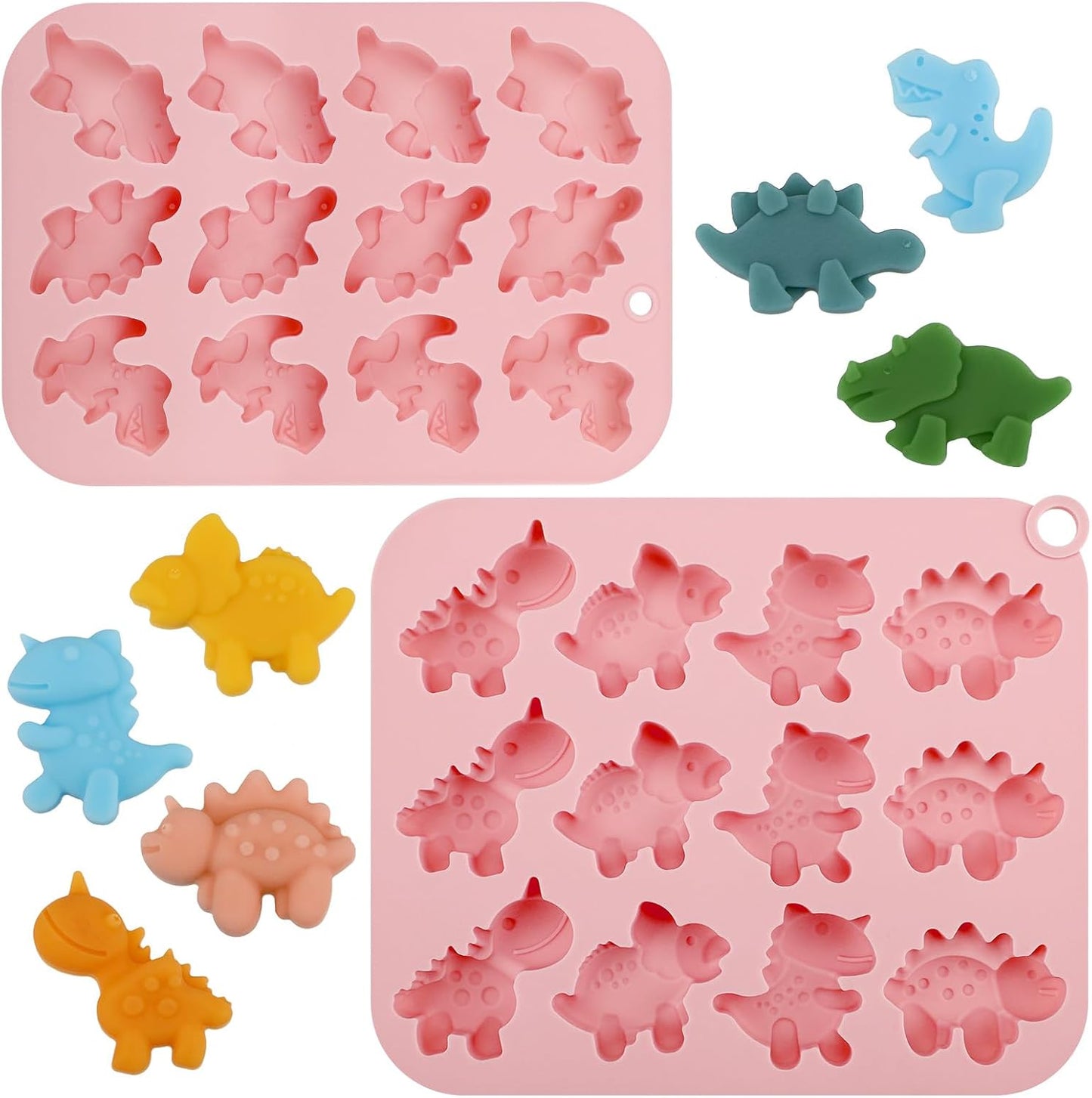 Moldes silicona mini dinosaurios para hielos de caramelo