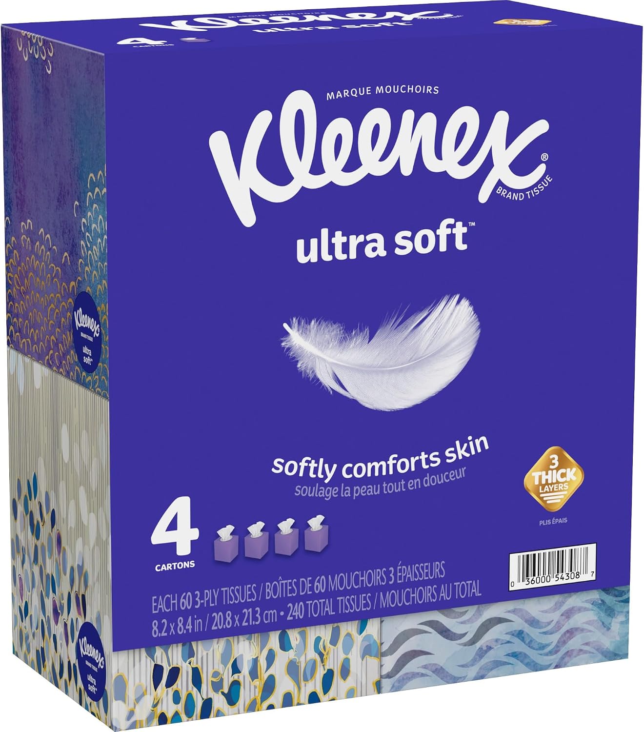Tejidos Kleenex 3 capas sin perfume 65 por caja set 4