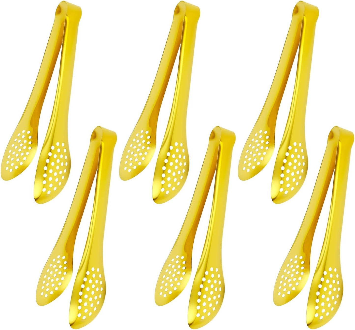 Pinzas doradas de acero inoxidable para servir 7 pulgadas