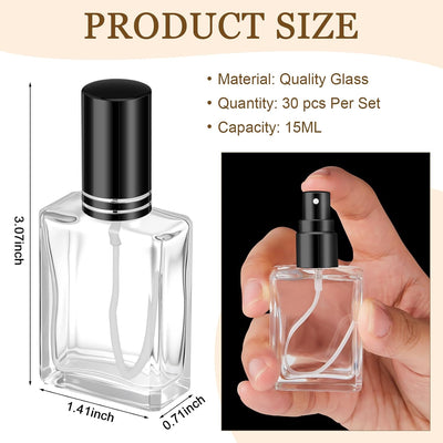 30 Botellas Perfume Vidrio 1.7oz Dispensador Negro