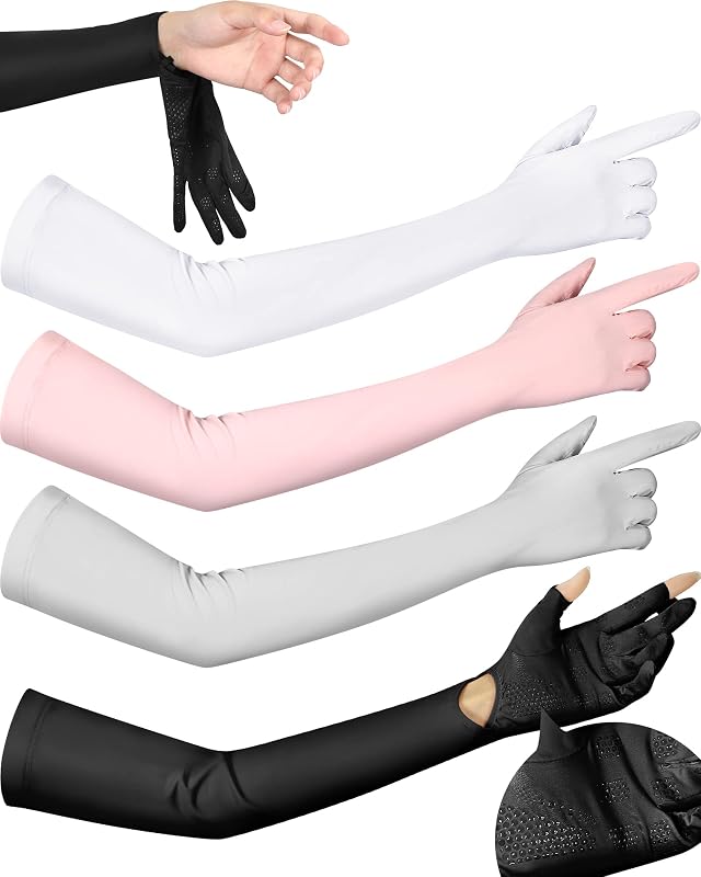 4 Pzas Guantes Largos UV Mujer Antiderrap Ciclismo