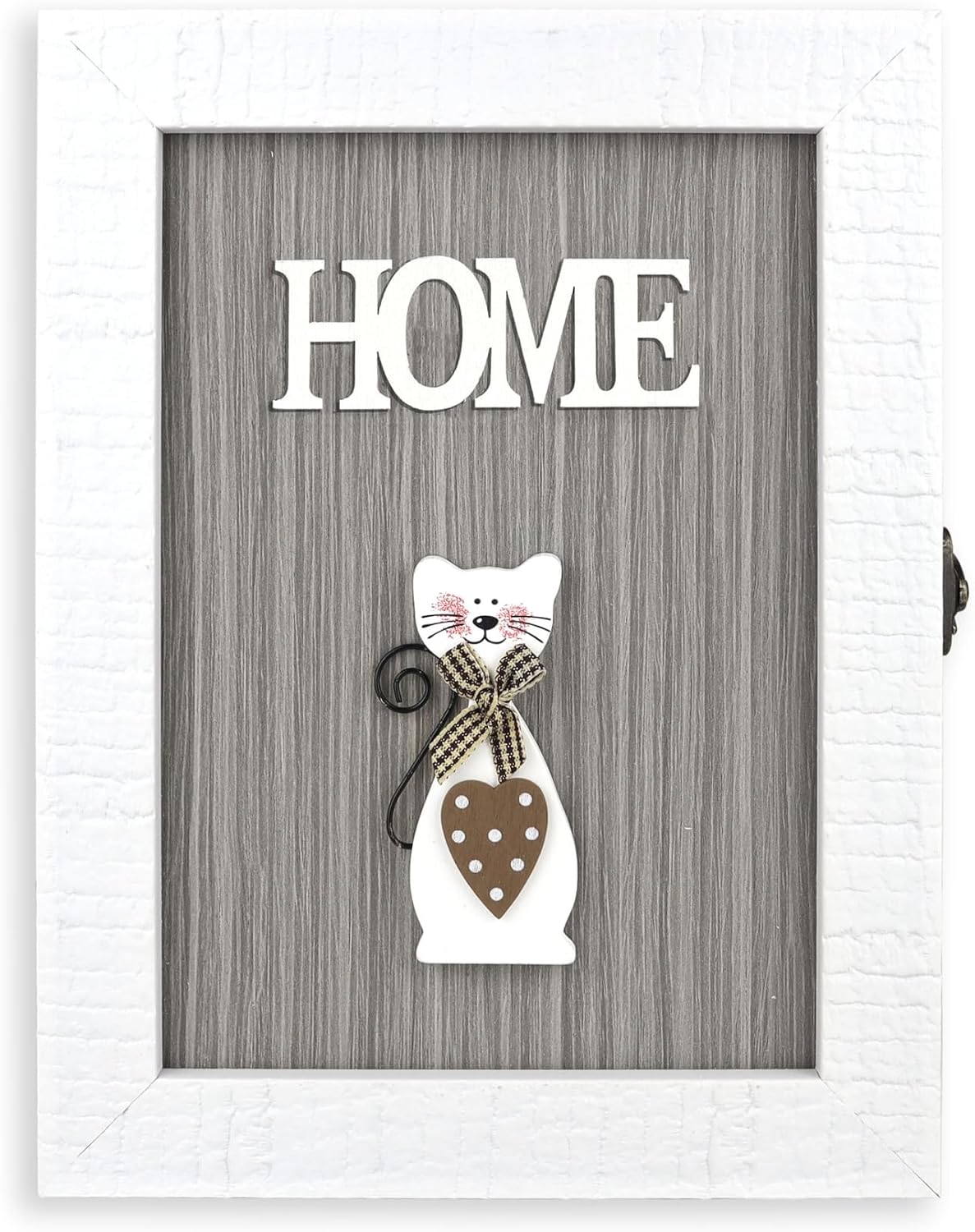 Caja llaves madera rústica con 6 ganchos decorativa pared