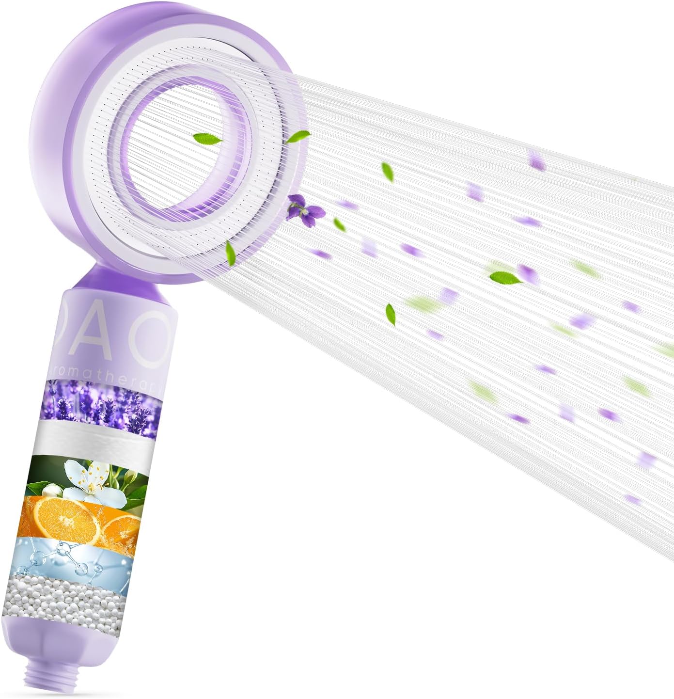 Cabezal ducha filtrado 3en1 alta presión con filtros lavanda