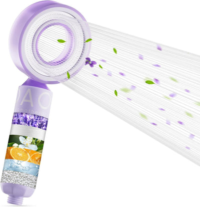 Cabezal ducha filtrado 3en1 alta presión con filtros lavanda