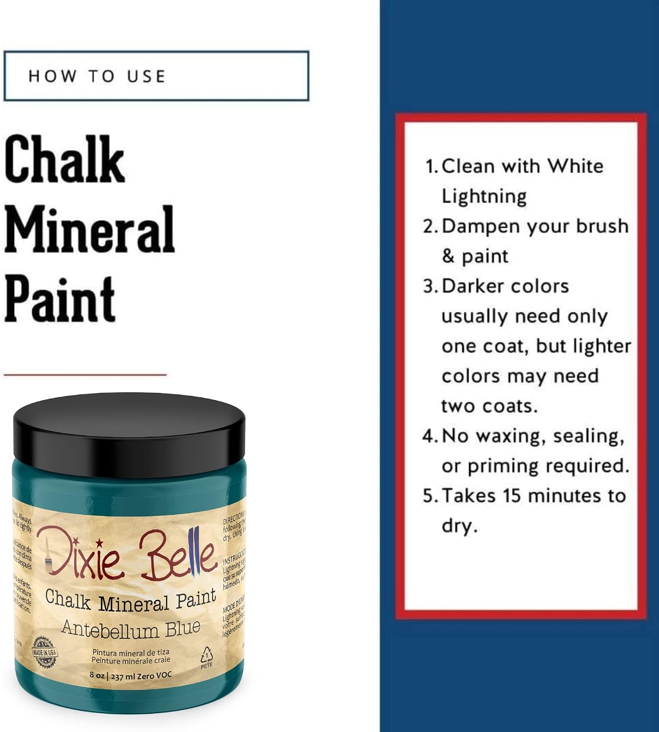 Pintura tiza para muebles color azul oscuro mate 8oz
