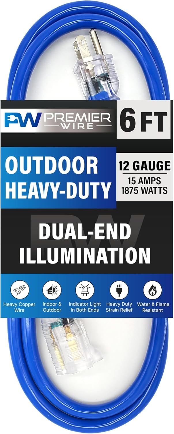 Cable extensión 6ft impermeable SJTW azul