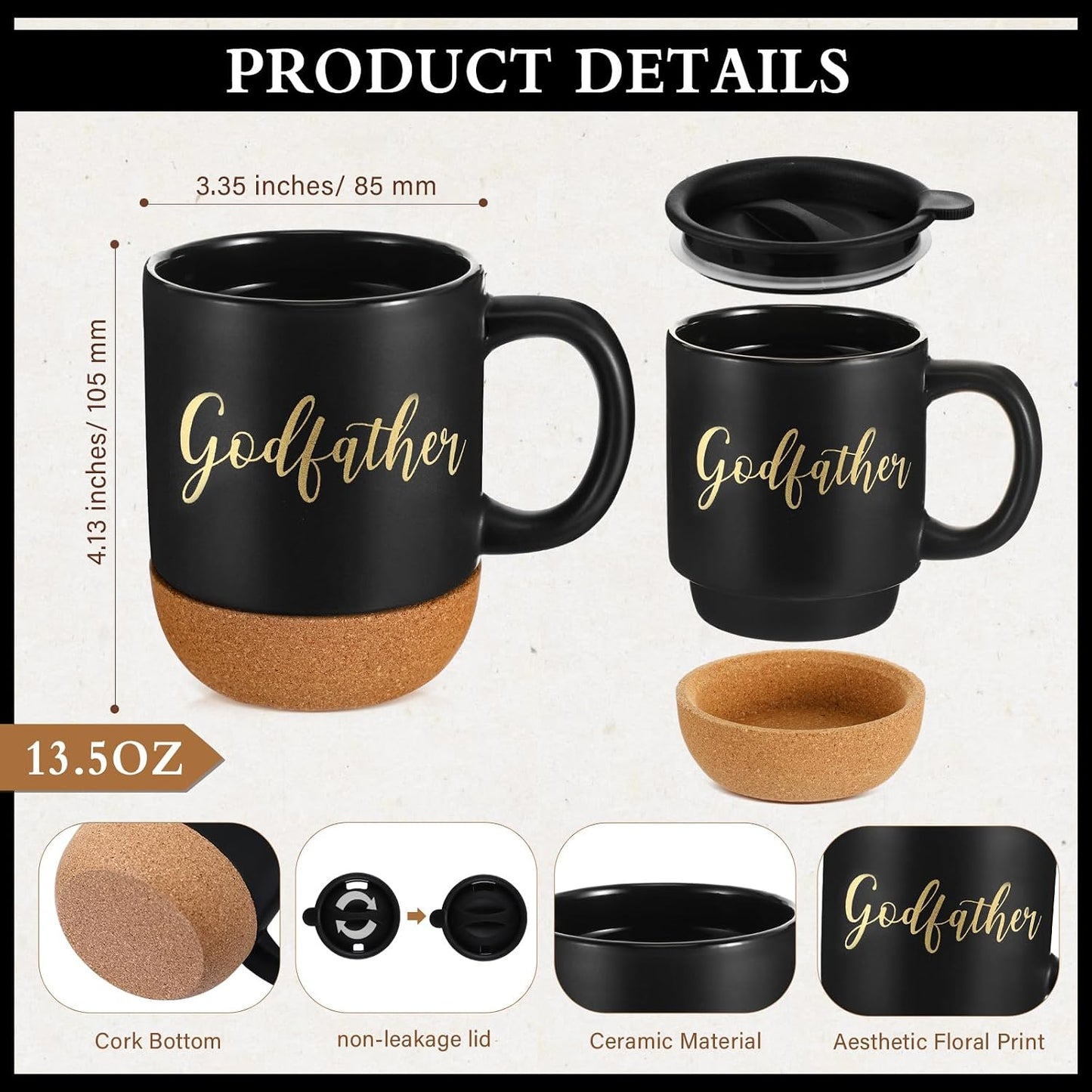 4 Pzas Regalo Padrino Taza Anuncio Embarazo