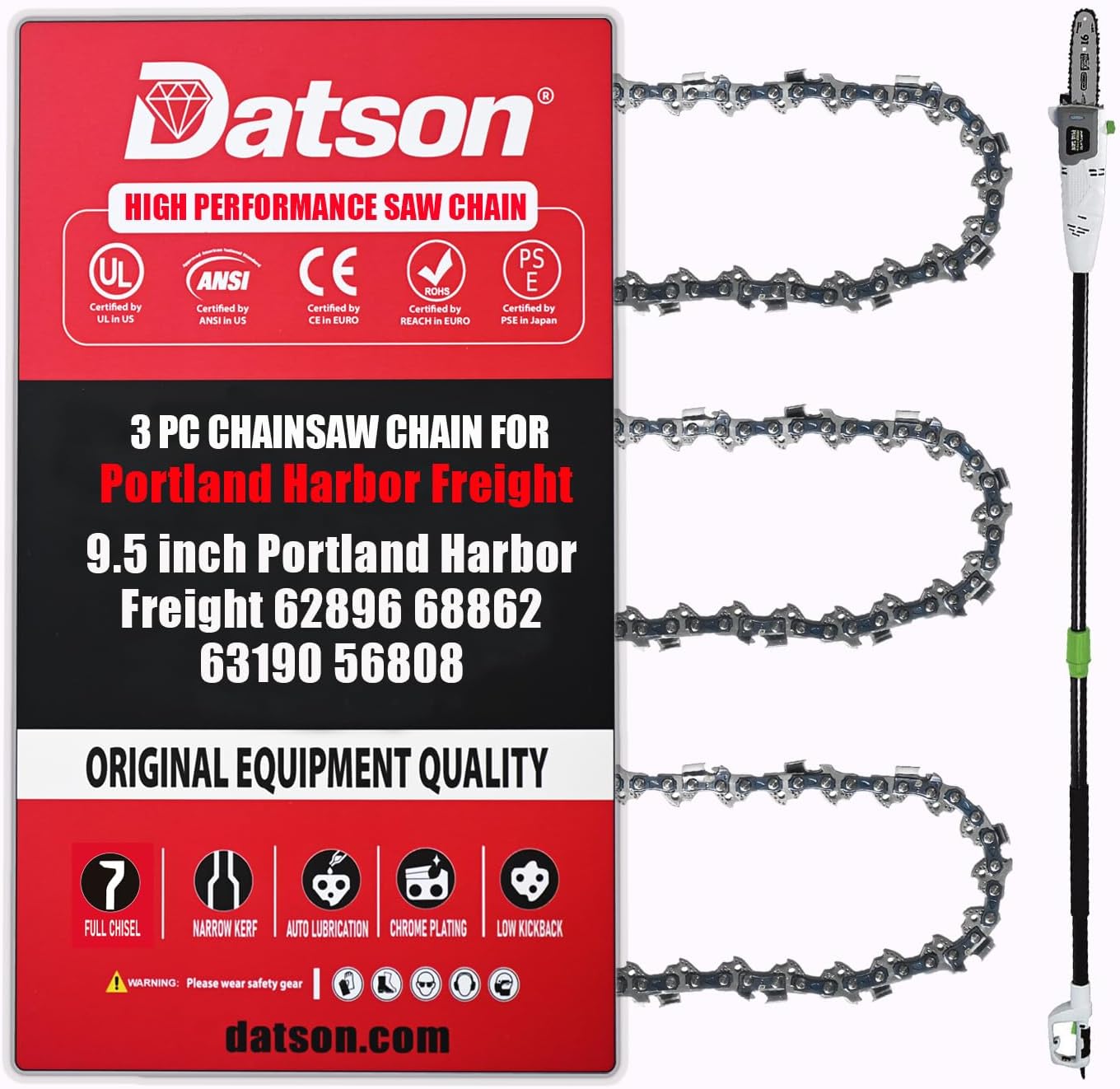 Repuesto cadena sierra poste 8pulg para Harbor Freight
