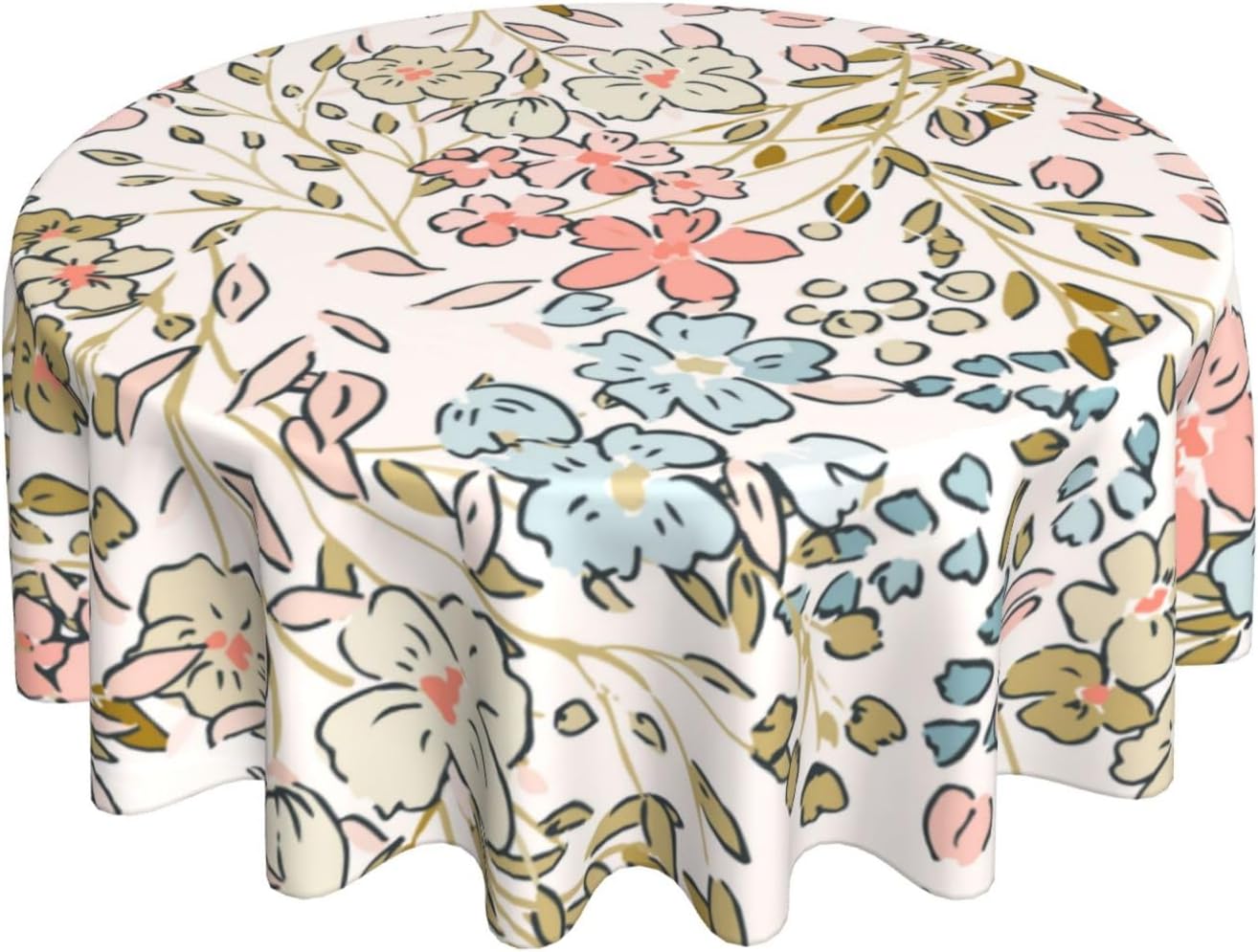Mantel redondo floral rosa 70pulg patrón flores lavable