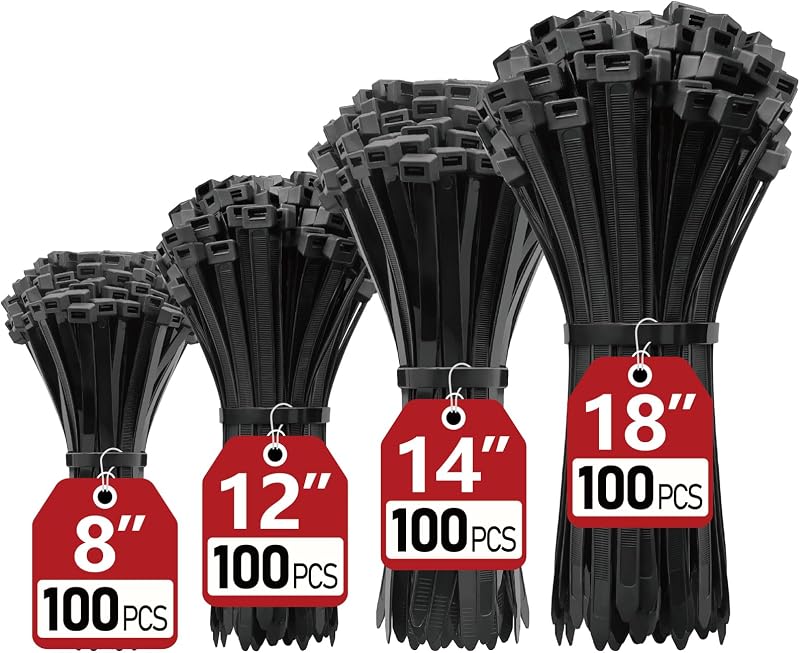 Bridas alambre negro 8-18" 400uds resistencia 120lb