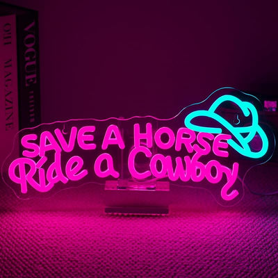 Letrero neón LED 'Save A Horse' ajustable brillo para hogar