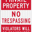 Cartel privado no pase aluminio 45x30cm impermeable