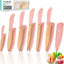 Set 12 Pzas Cuchillos Rosa Acero Inox Antiadherente