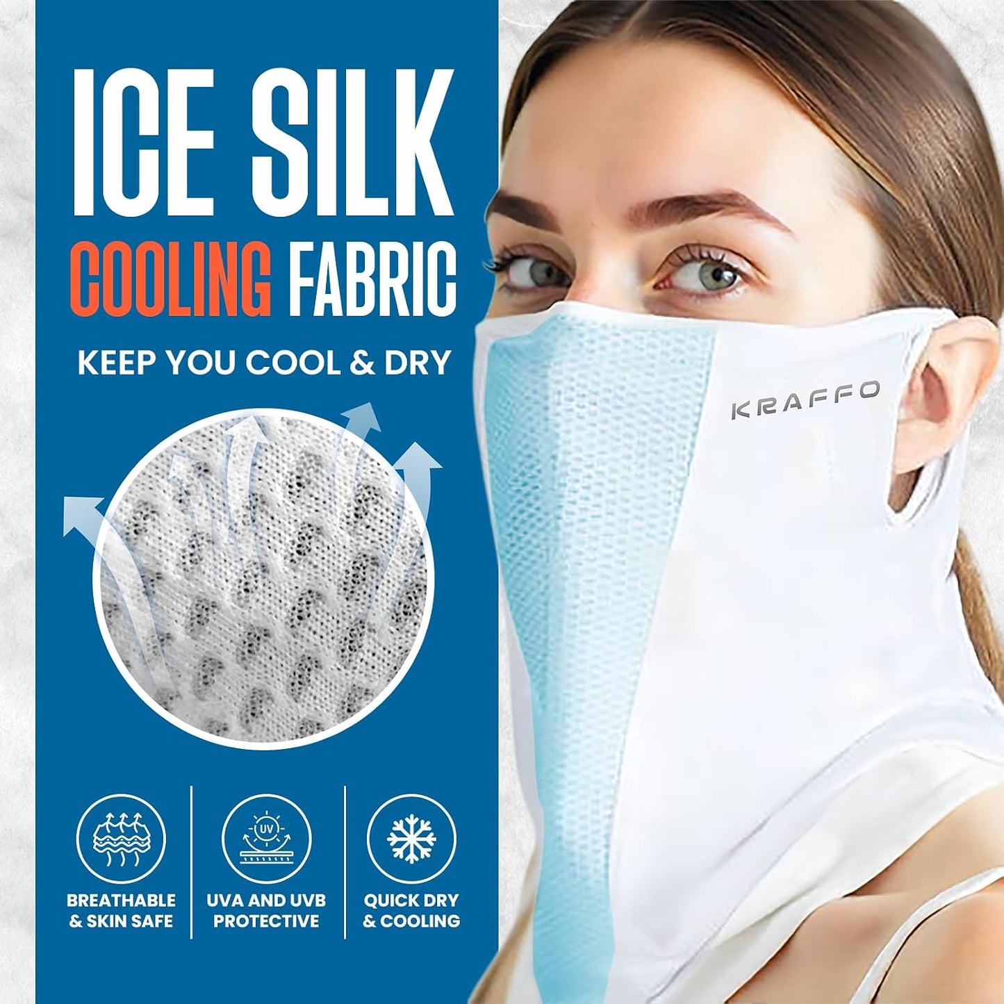 Polaina UV Ice Silk Cubierta facial UPF 50 set 2 negra