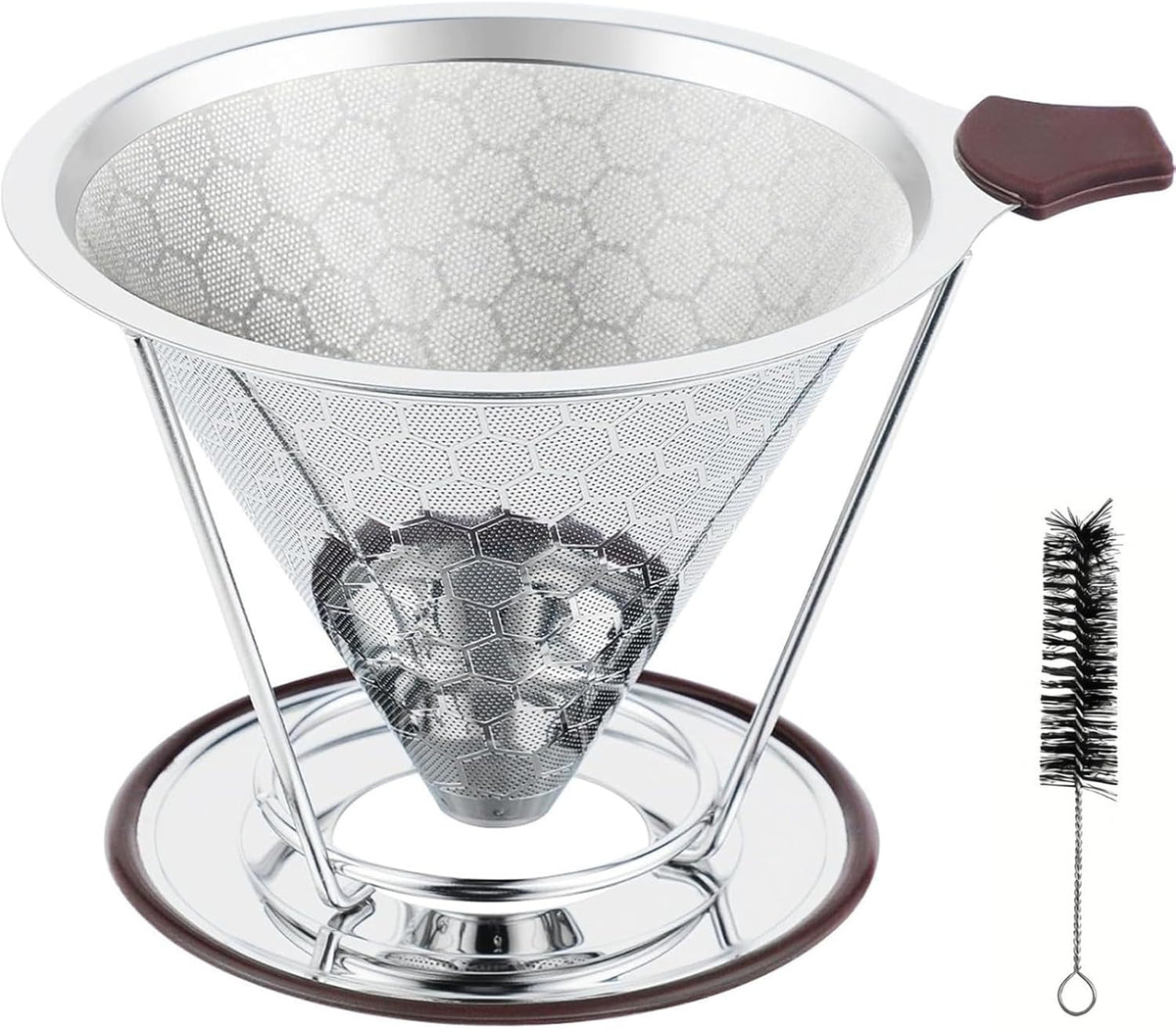 Gotero de café reutilizable de malla 800, filtro de panal de acero inoxidable para Hario V60 y Chemex