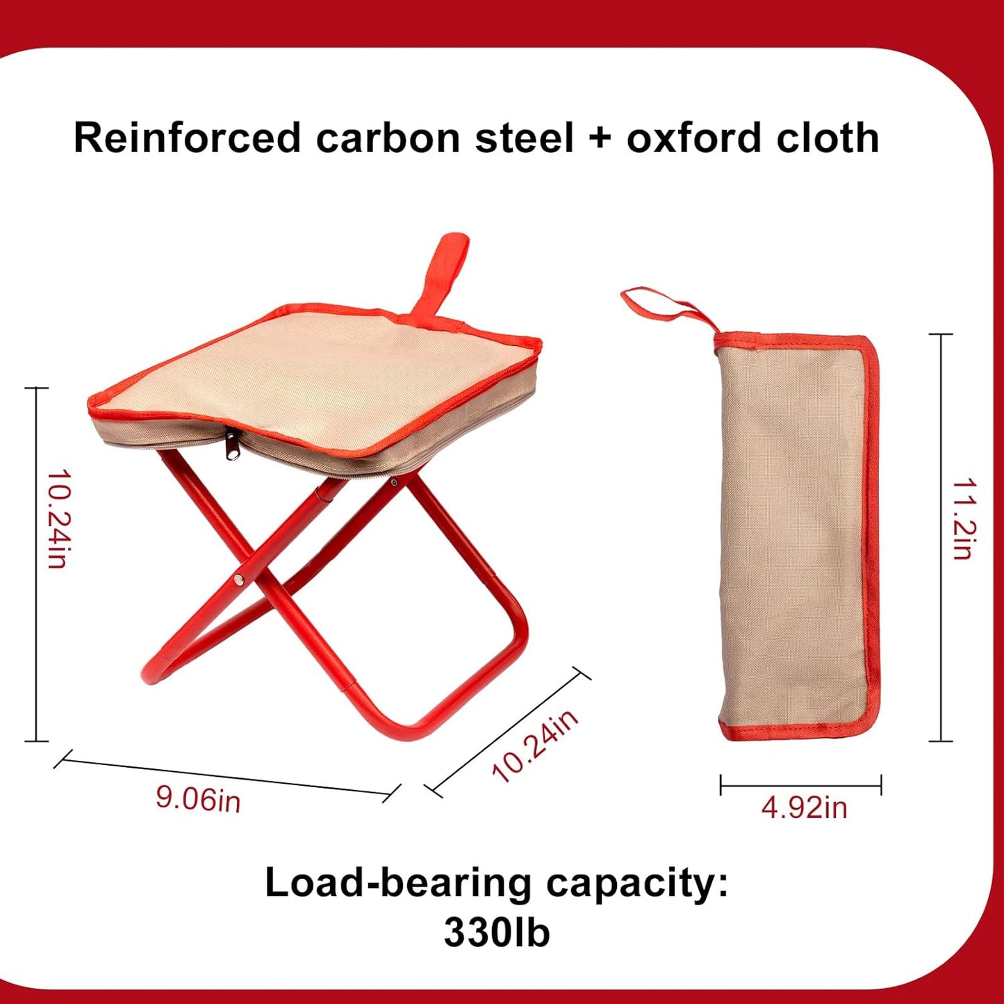 Taburete plegable portátil 13.5pulg para campamento y jardinería