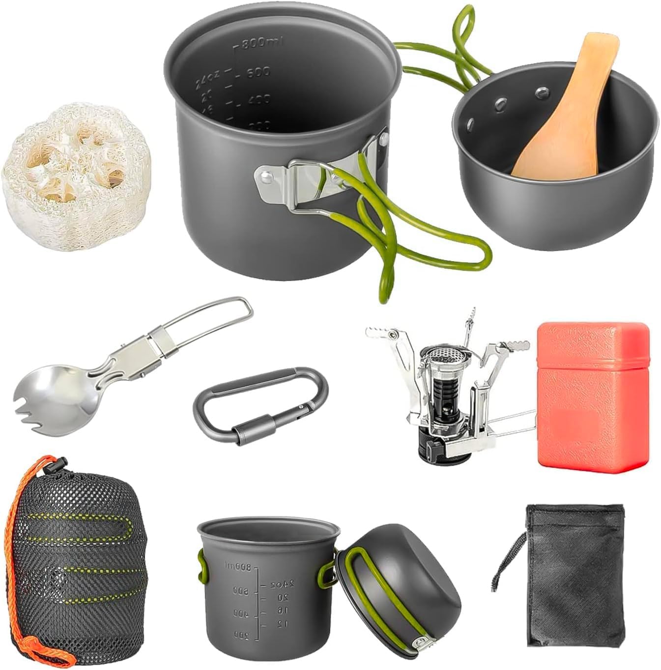 Set utensilios cocina camping antiadherentes plegables