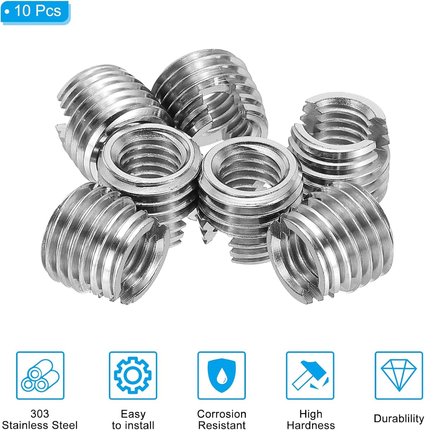 Insertos roscados M8xM12 acero inox 303 10 pzas