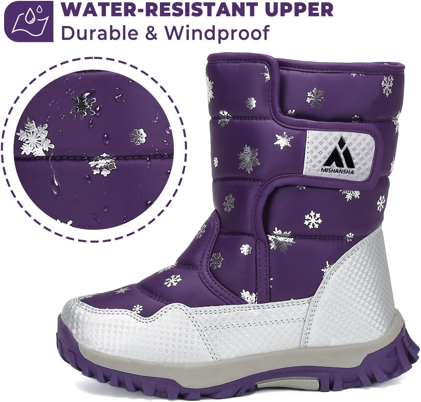 Botas nieve niños corte alto antiderrap impermeables