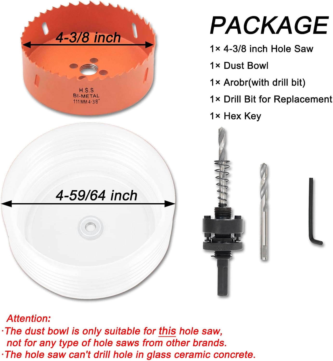 Sierra corona 4-3/8 pulg para luces empotradas y madera