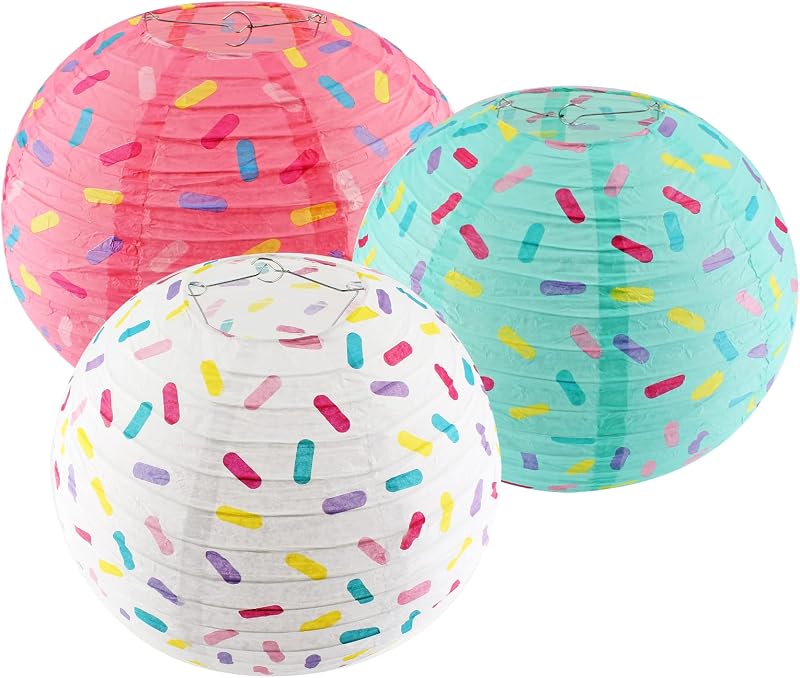 3 Linternas papel dona 12pulg decorativas para fiestas
