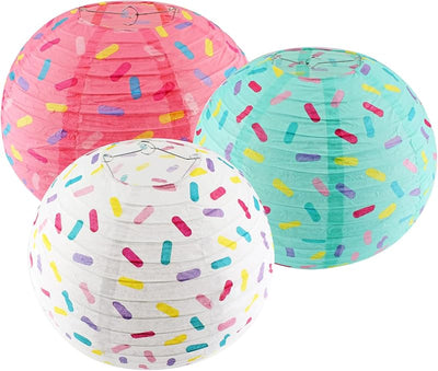 3 Linternas papel dona 12pulg decorativas para fiestas
