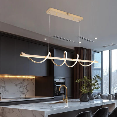 Lámpara colgante LED dorado forma serpiente comedor isla