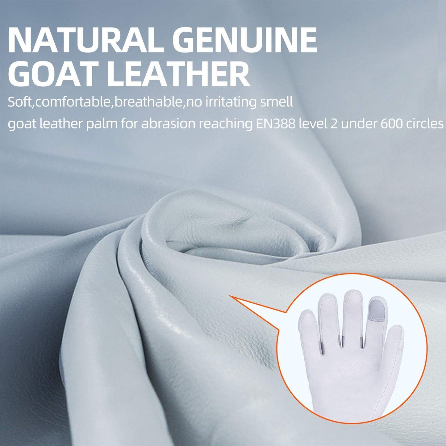 Guantes jardinería piel cabra puño largo alta destreza M blanco