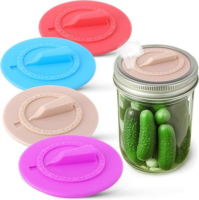 Paquete de 4 tapas de fermentación de silicona Airlock para frascos Mason boca ancha con válvula