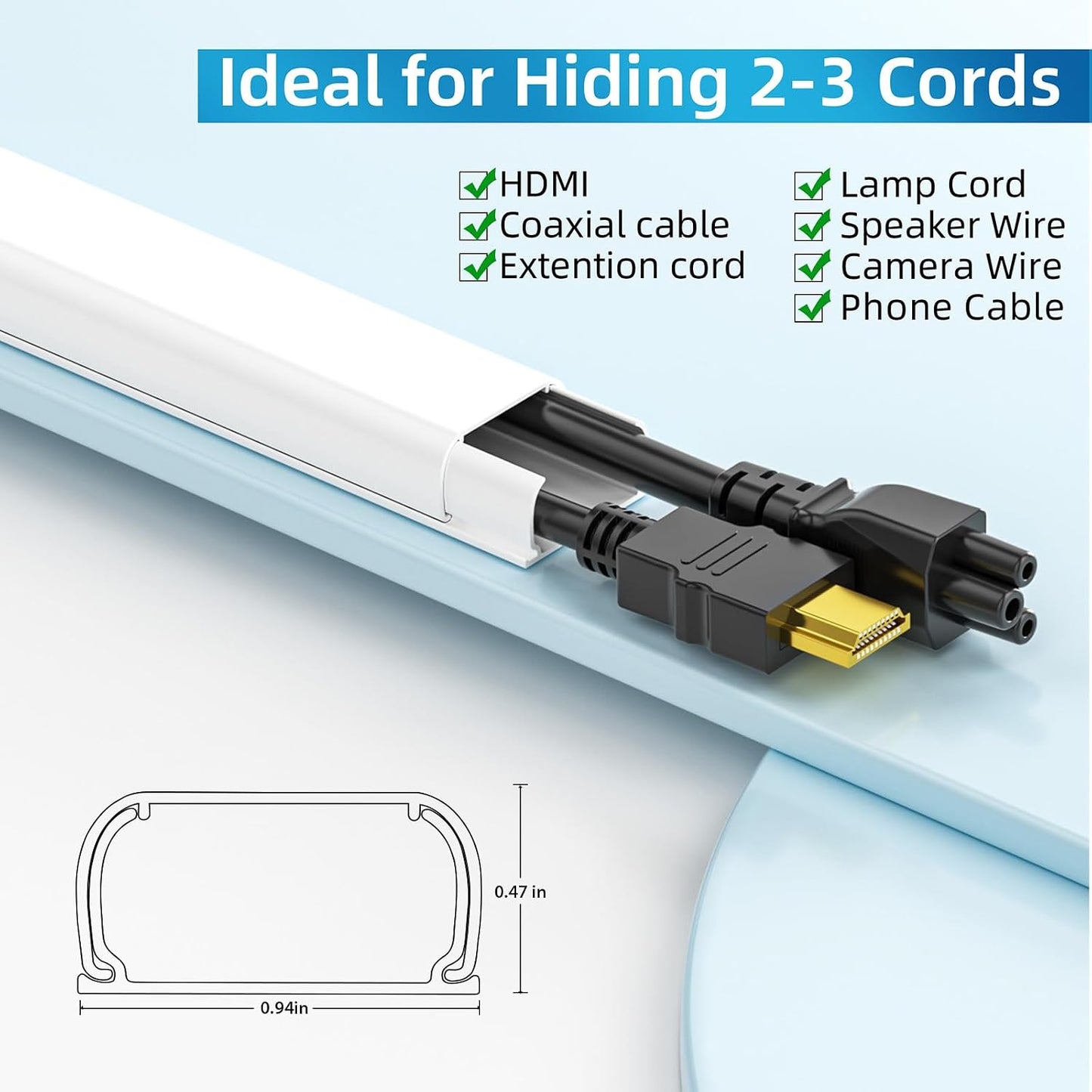 Ocultador cables pared 0.94 ancho gestionar 2-3 cables