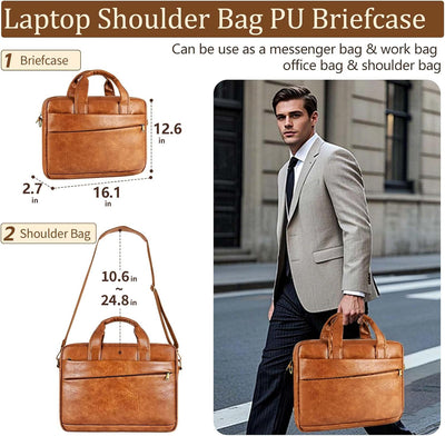 Bolso bandolera PU 15.6pulg para laptop hombre trabajo