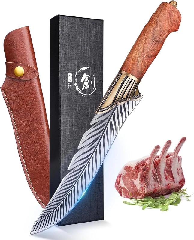 Cuchillo Pluma Forjado Acero Alto Carbono con Funda