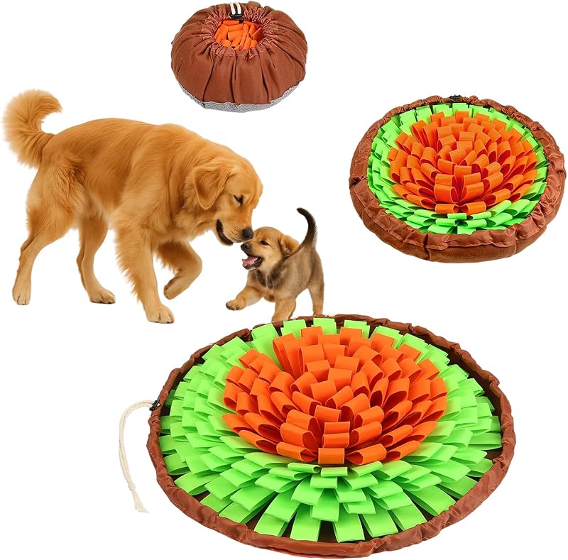 Tapete perros rompecabezas 19x19pulg verde-naranja
