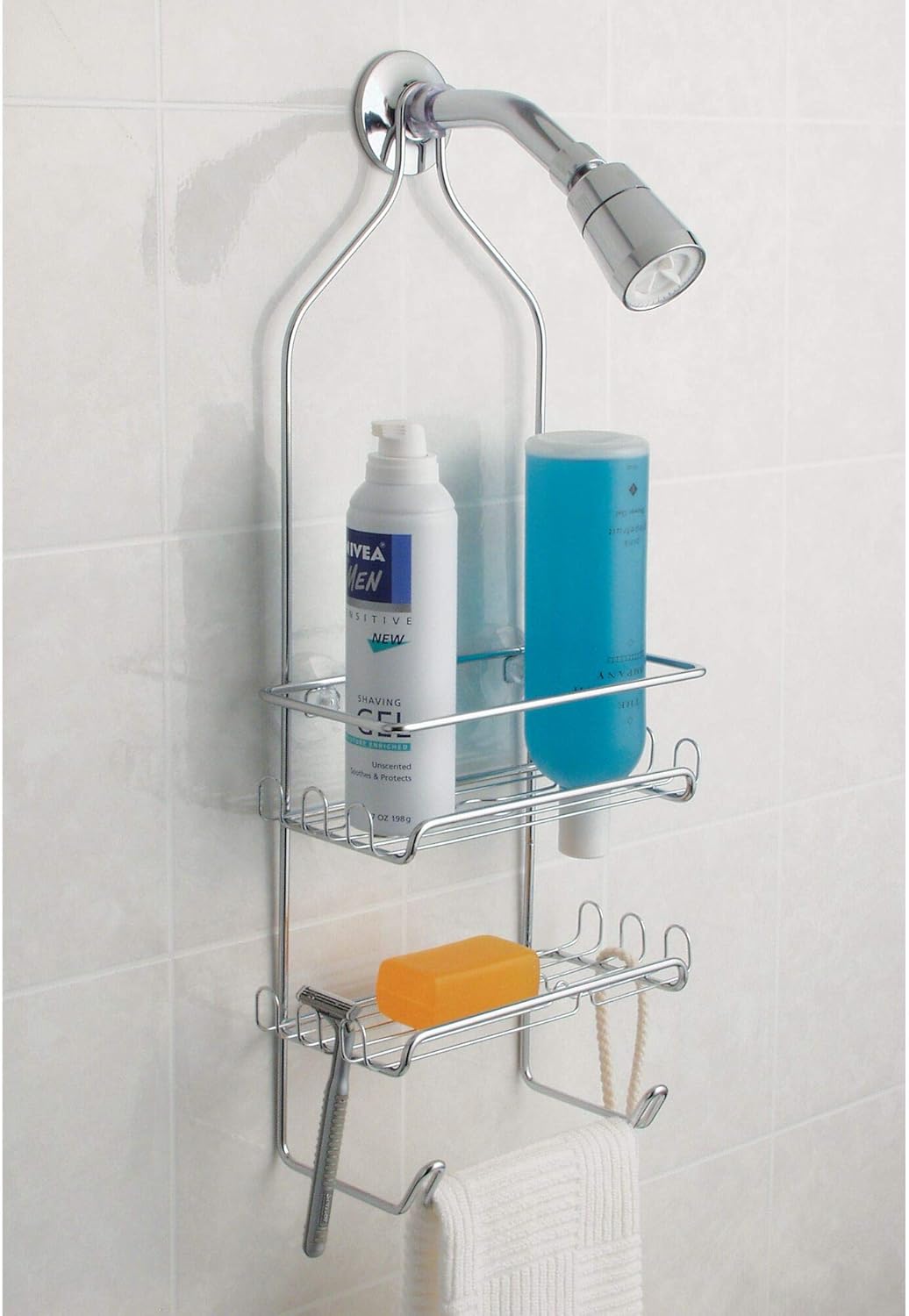 Organiz. ducha colgante acero 9x4.5" plateado