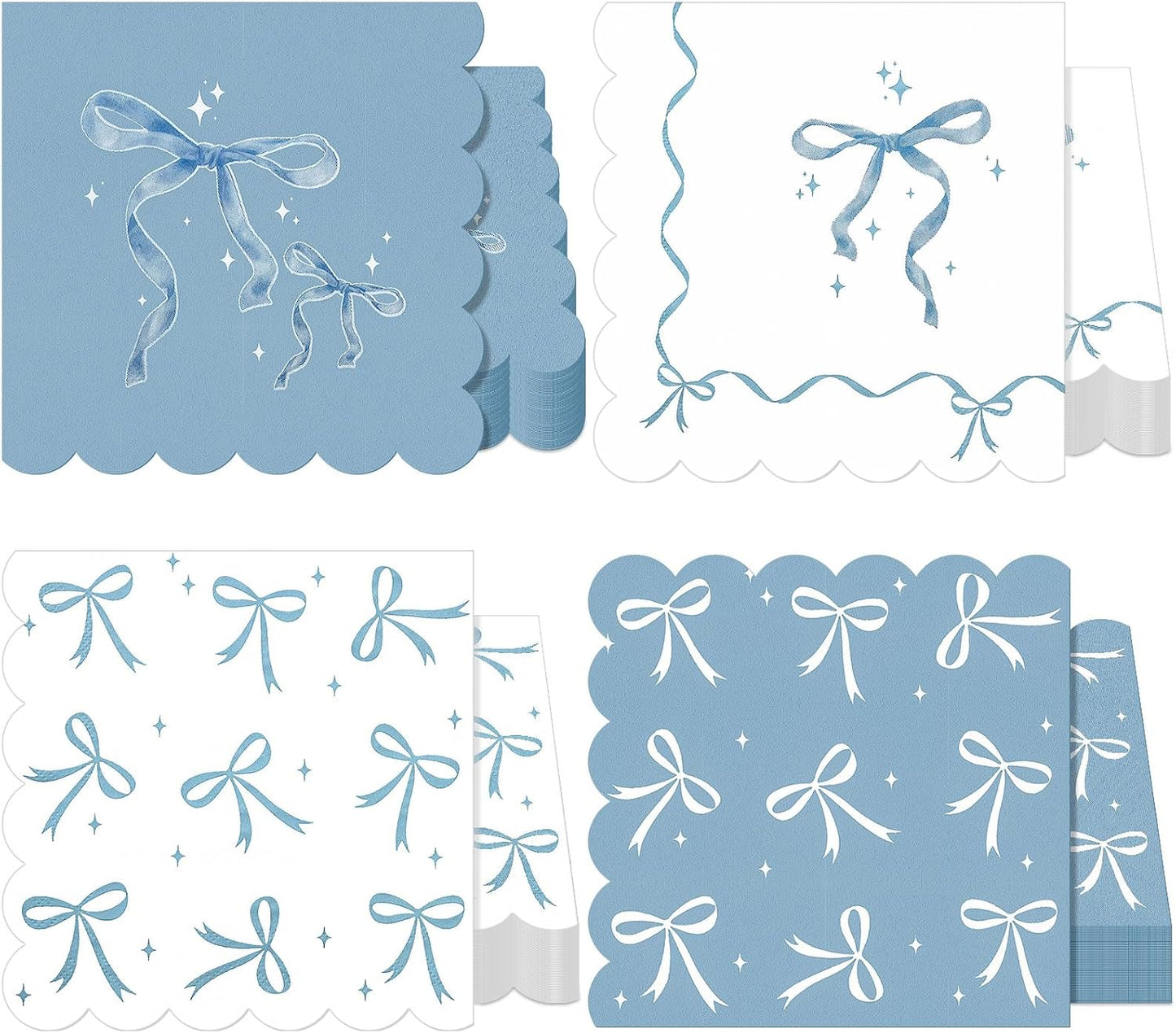 50 Servilletas Lazo Azul para Fiesta Baby Shower