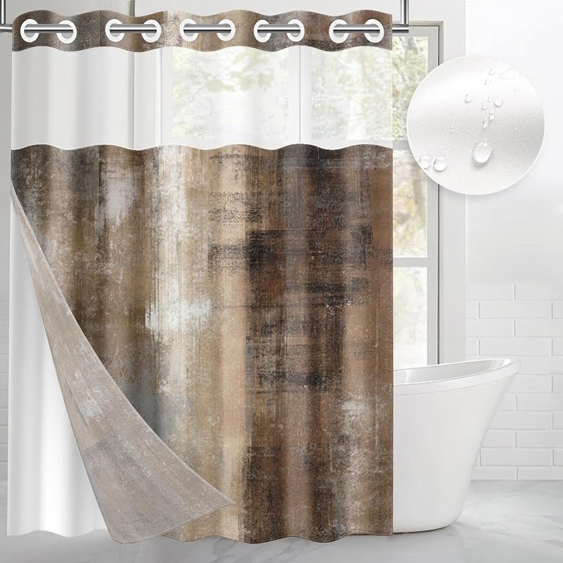 Cortina ducha sin gancho tela impermeable 71x74pulg