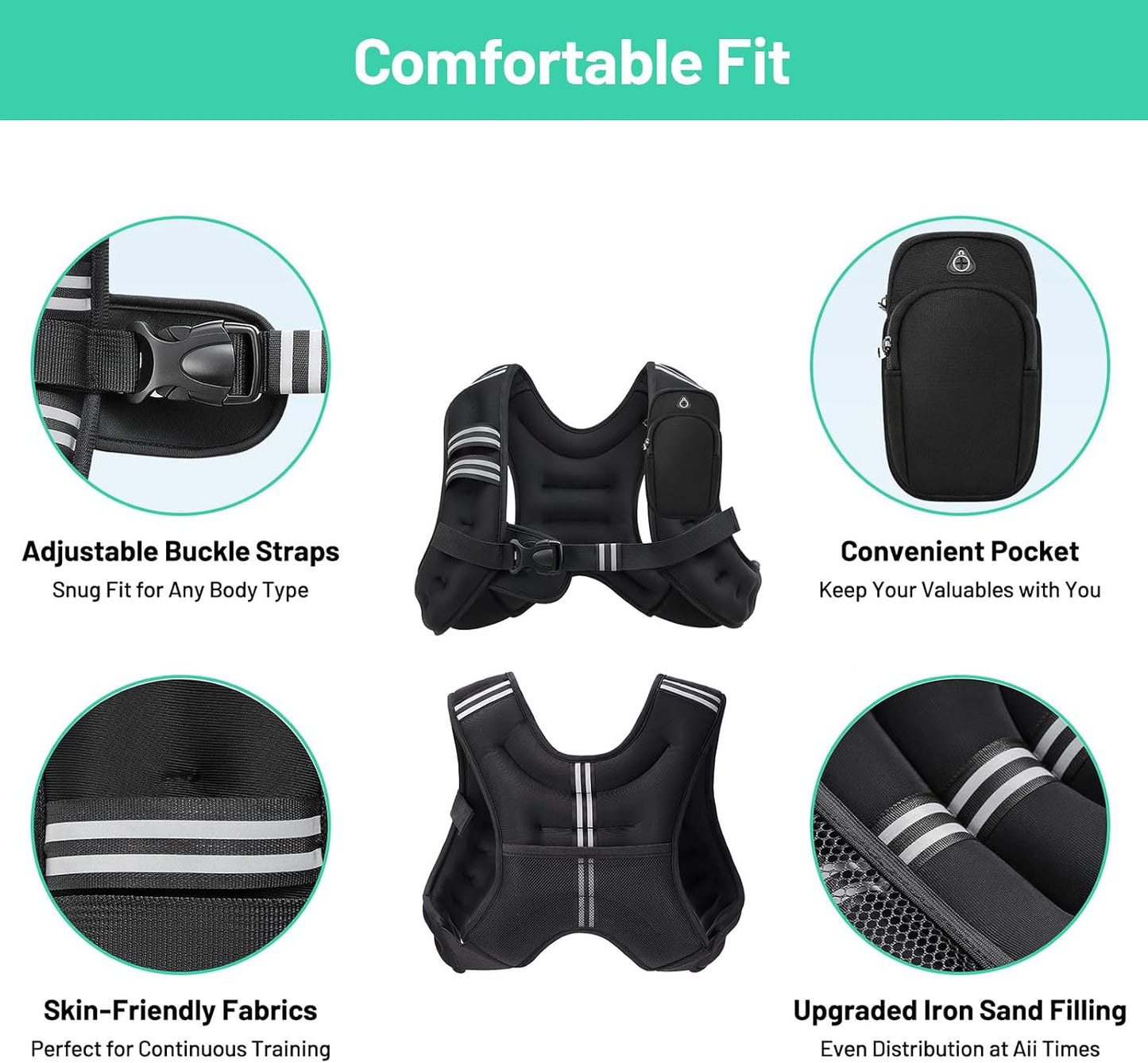 Chaleco peso ajustable 6-20 libras para caminar entrenamiento