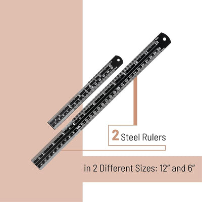 Reglas de acero 15,2 y 30,5 cm negras planas
