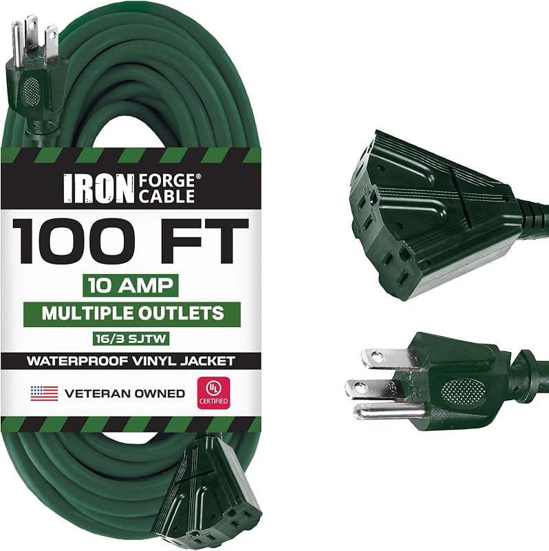 Alargador cable exterior 100ft 16/3 SJTW 3 tomas con luz