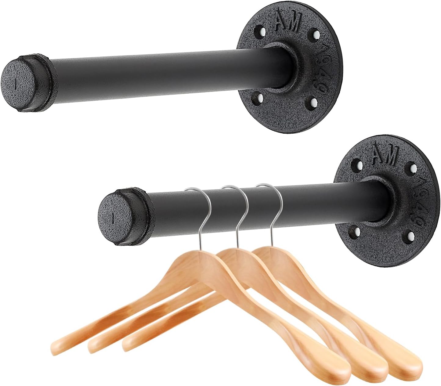 Perchero flotante tubo negro 8" pared set 2