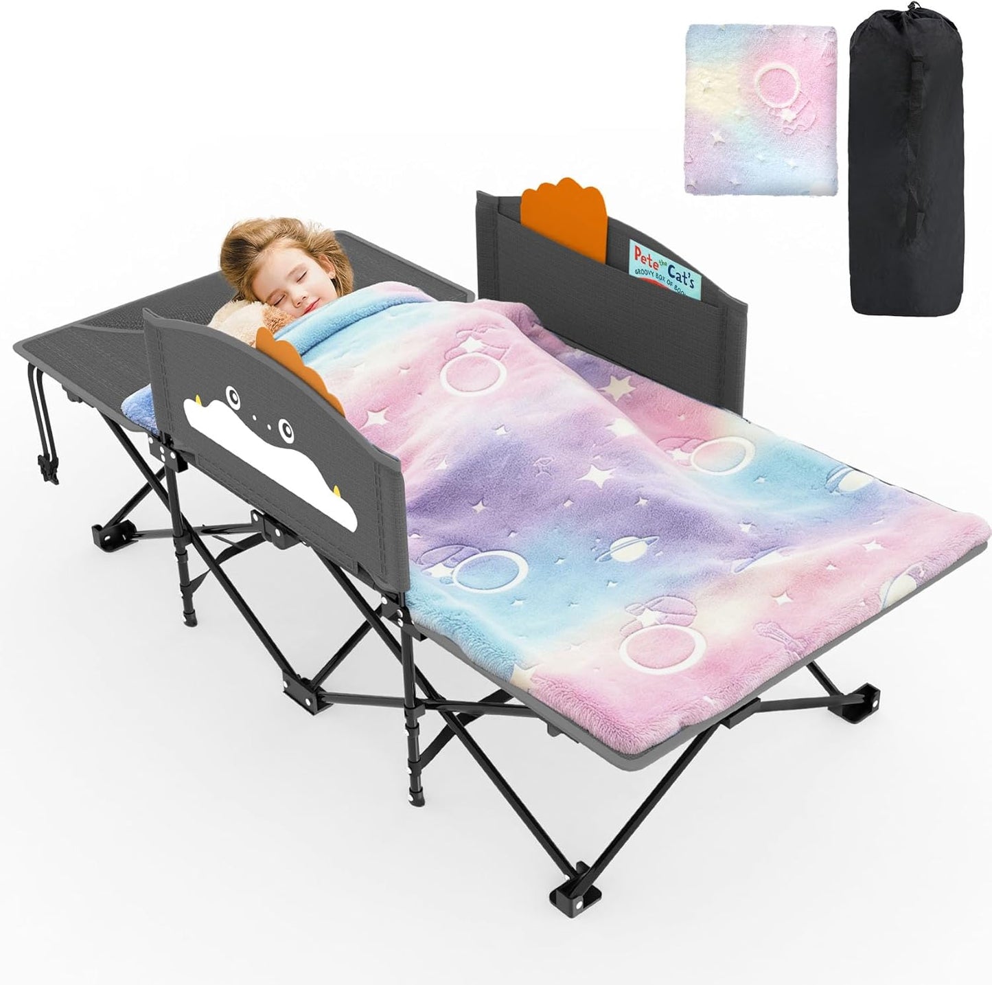 Cuna plegable para niños con pasamanos dibujos 5x4ft