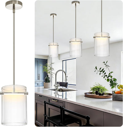 Luces colgantes isla cocina pantalla vidrio 10.2pulg LED ajustable
