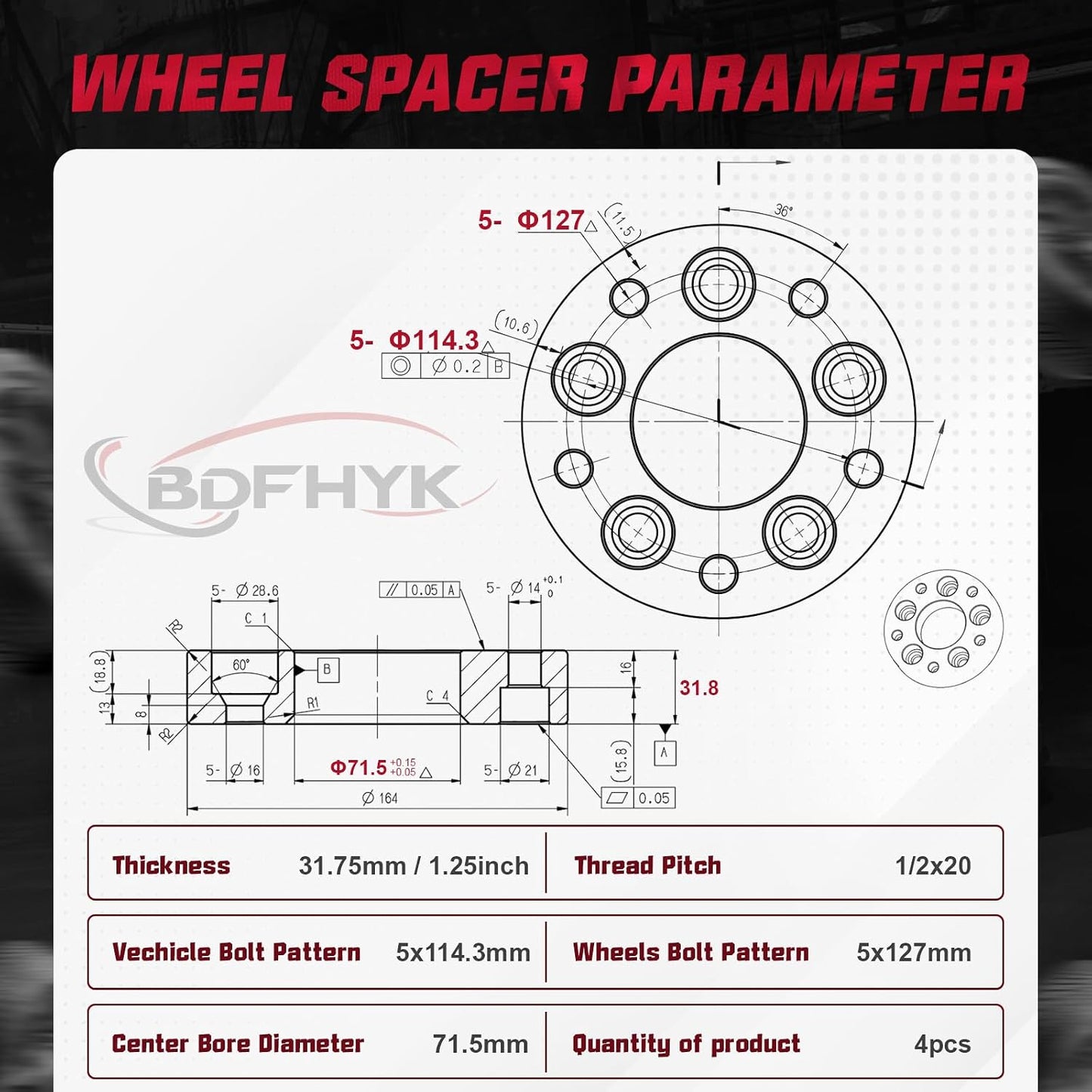 Espaciador rueda 1.25" para Jeep JK WK WJ