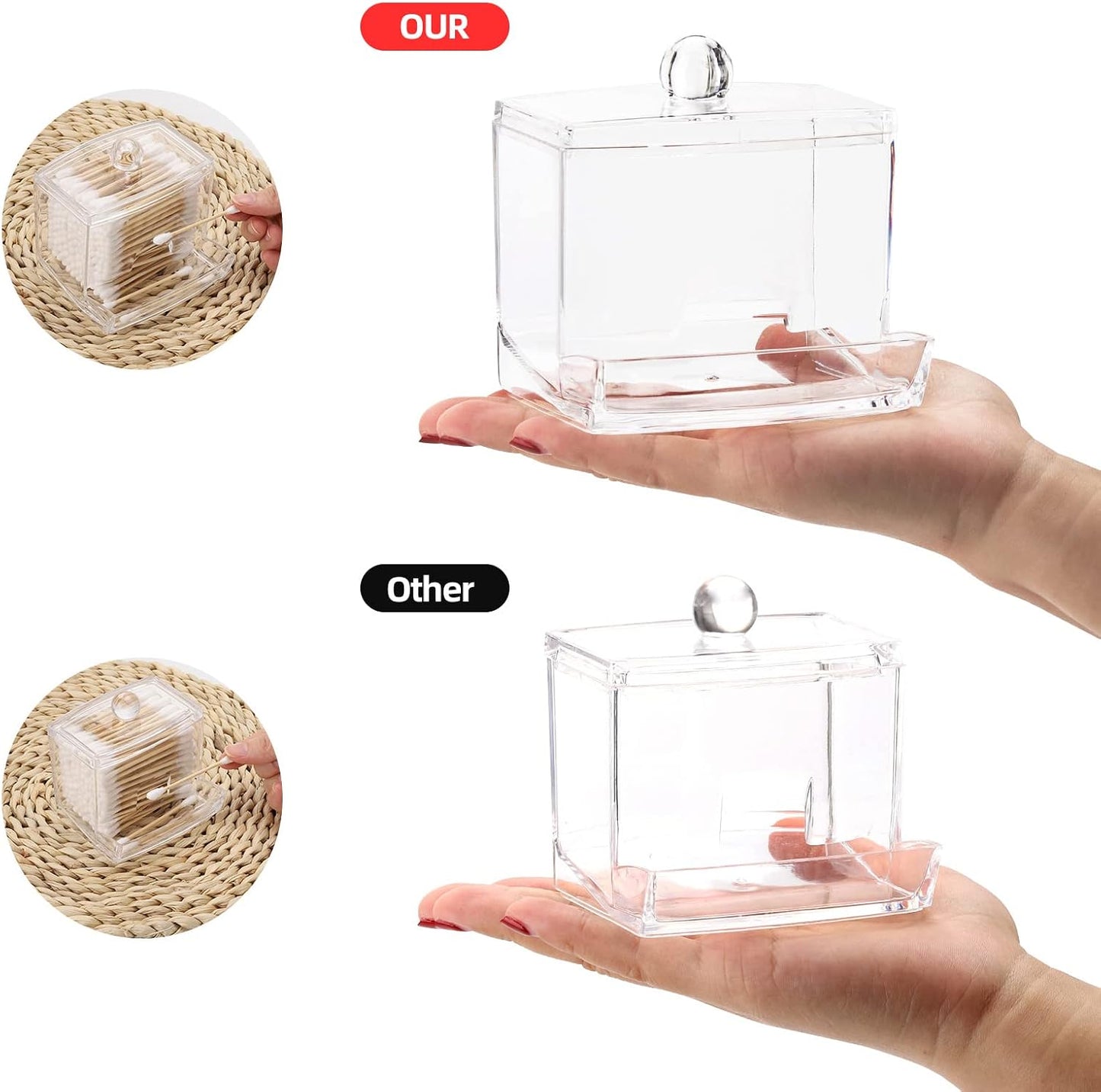 2 Dispensadores Qtip 10oz Soporte Transparente Organiz. Baño