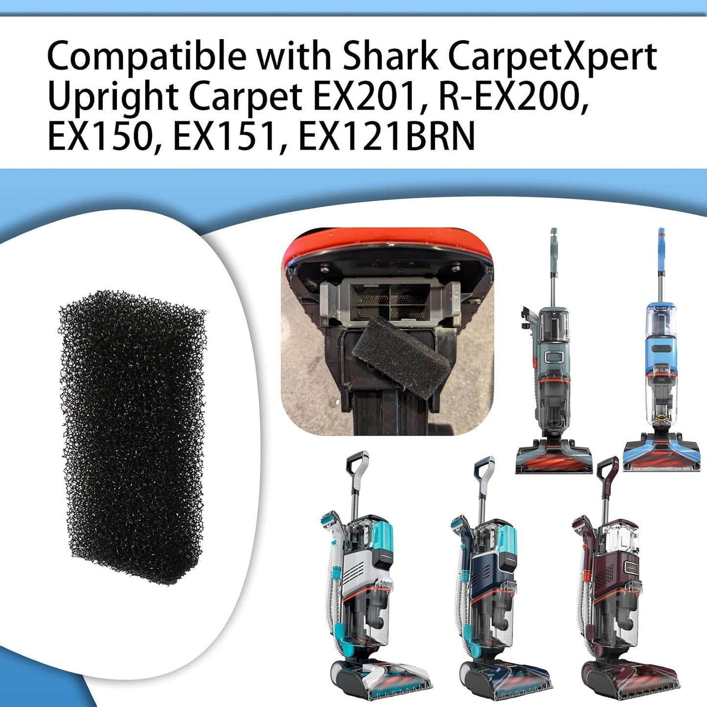 6 Filtros Foam EX201 comp Shark CarpetXpert