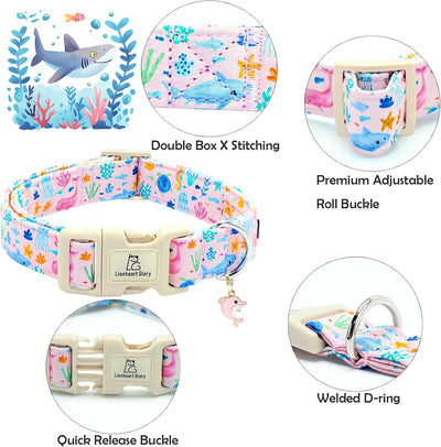 Collar perro estampado animales marinos ajustable duradero