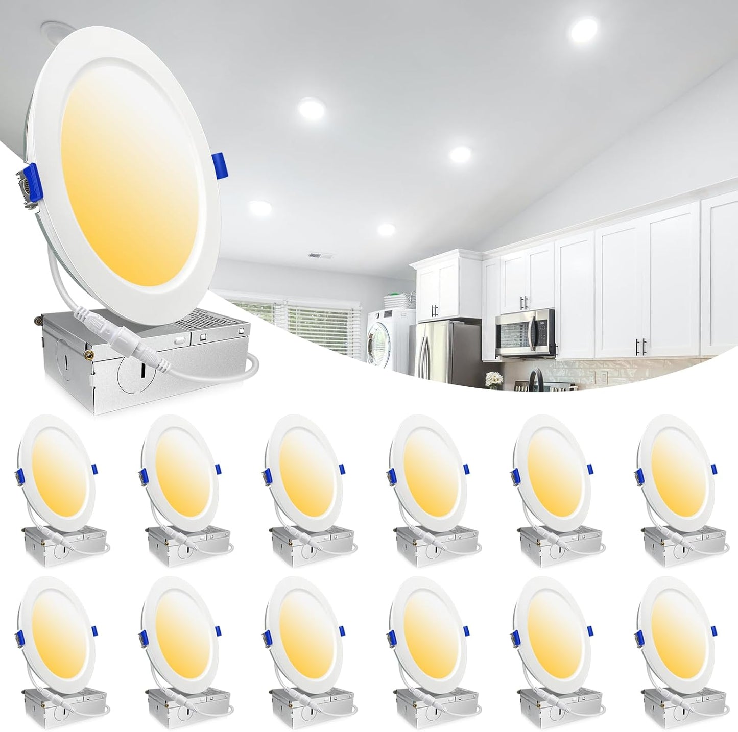 12 Luces LED Empotrables 16W 6pulg Regulables 5000K