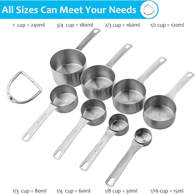 Set tazas medidoras acero inox 18/8 cocina hornear