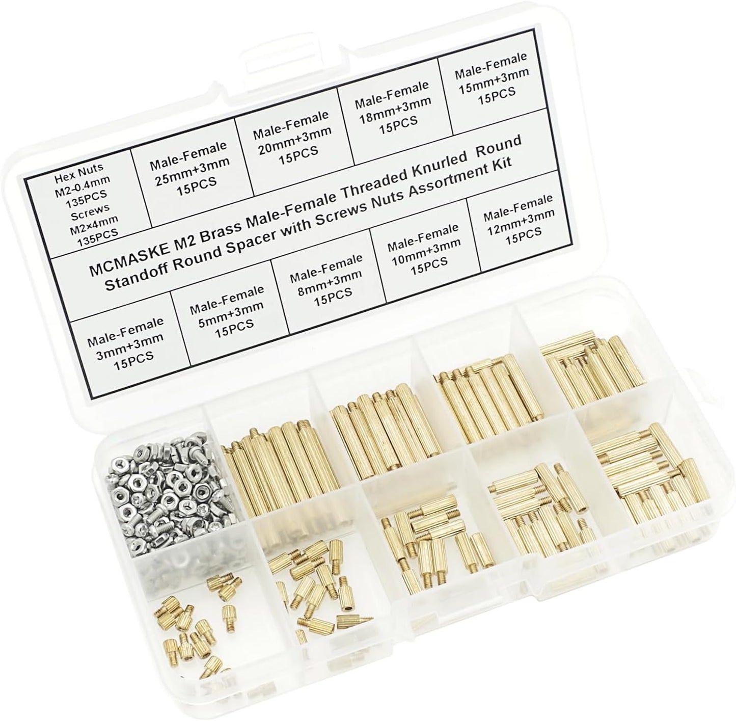 Separadores redondos M2 latón con tuercas kit PCB